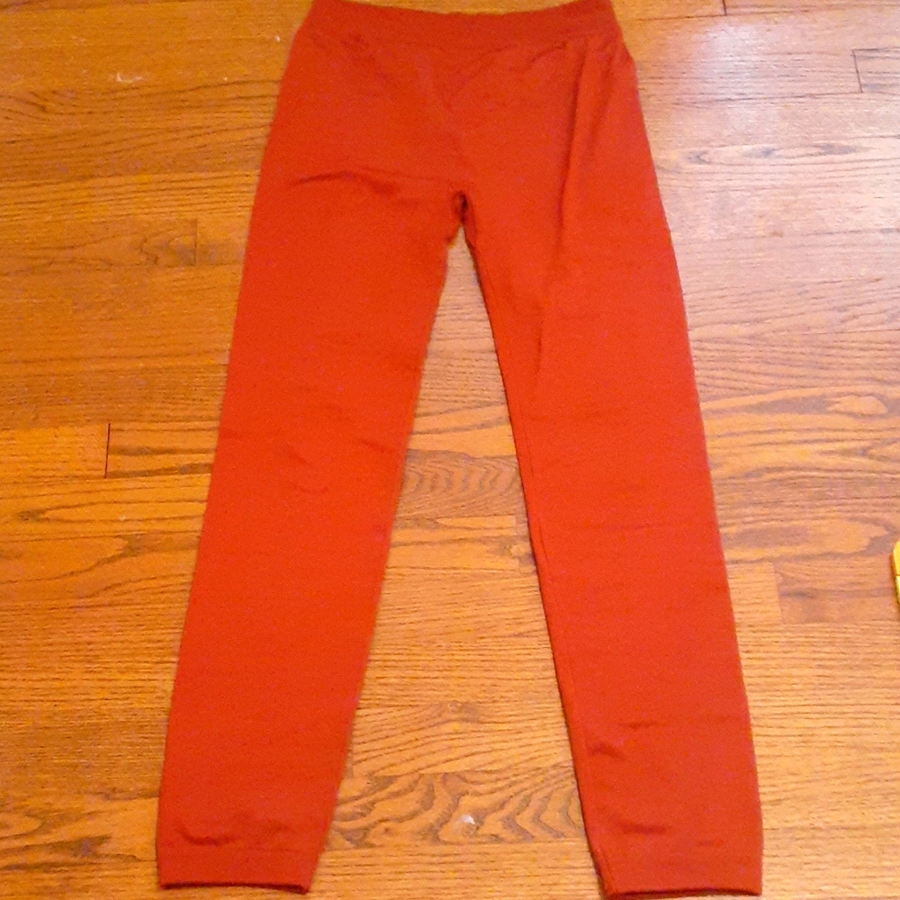 Red, orange thicker fabric leggings